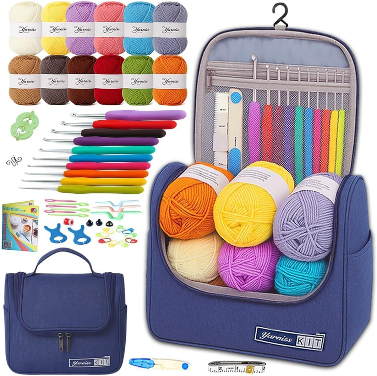 Yarniss Crochet Kit for Beginners, All in One Crochet Kits for Adult, Navy