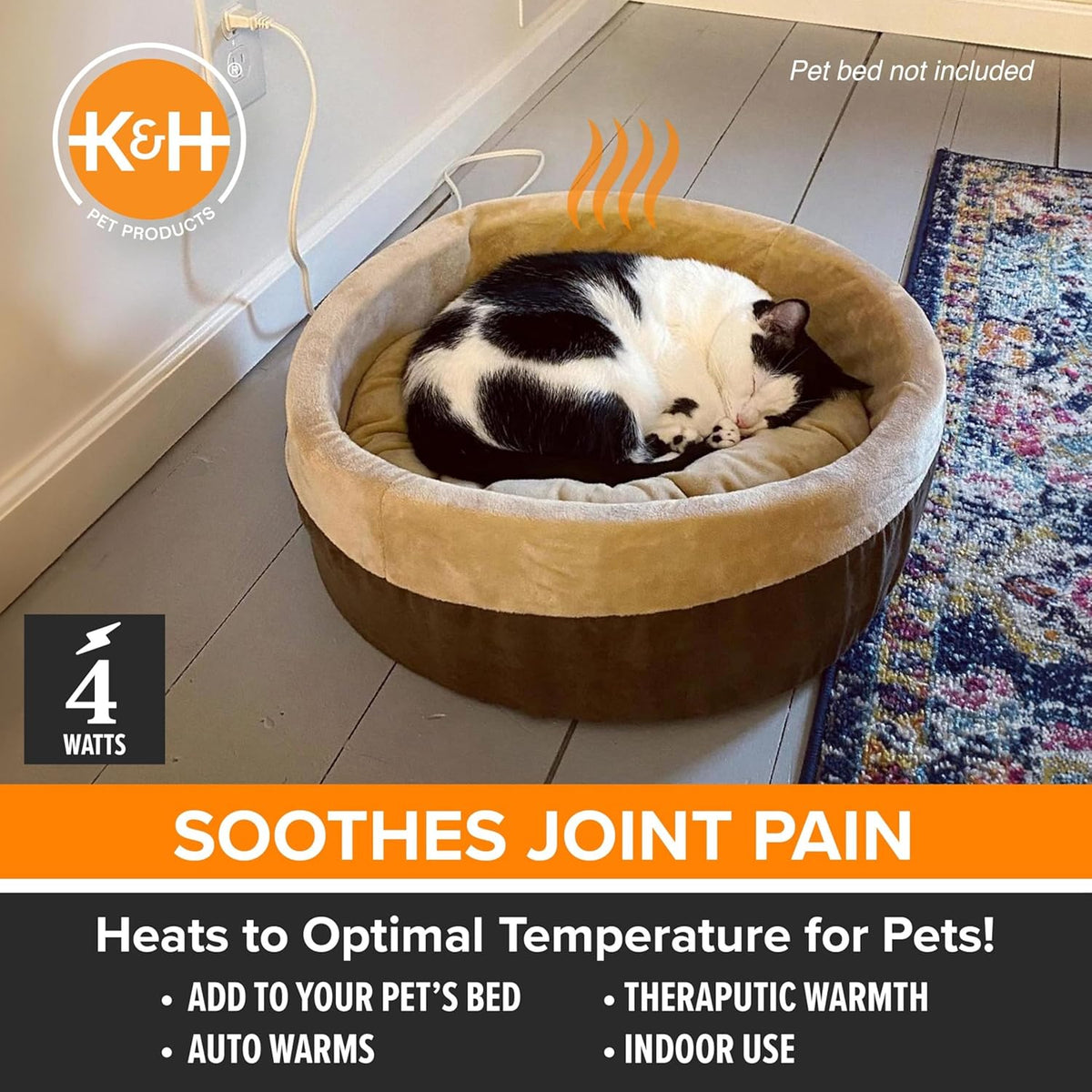 K&H Pet Bed Warmer, Safety Listed, Cat Heating Pad, Small 10.25X9.25In Gray