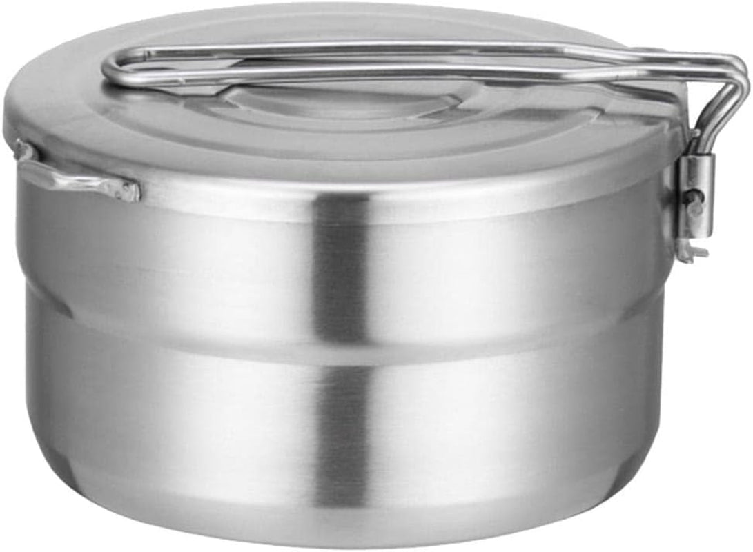 1.5L (1.59 Qt) Stainless Steel Camping Cook Pot, Outdoor Camping Pot
