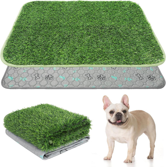 Dog Grass Pad with Washable Pee Pads for Puppy Potty Tray,20"*25" Soft Artificial Turf Multipurpose Reusable Grass Patch Pads for Dogs Litter Box, Leakproof for Doggie Training Indoor Outdoor