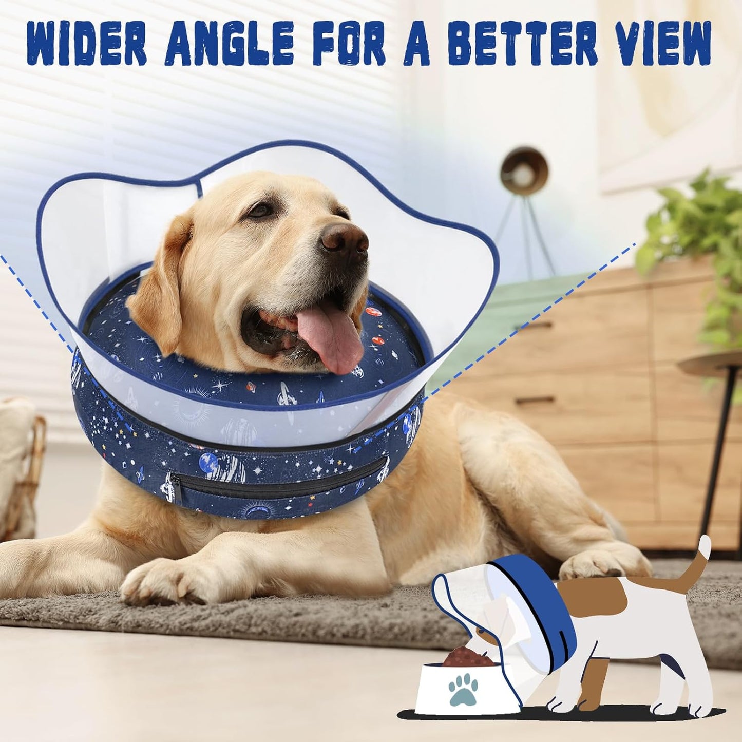Elevated Inflatable Dog Cone Collar to Stop Licking, Dog Donut Collar after Surgery, Soft Pet Cone Alternative for Small Medium Large Dogs
