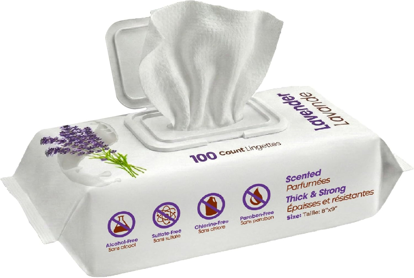 Best Pet Supplies 8" X 9" Large Dog Wipes - Cleaning and Deodorizing for Paws and Coat - Gentle Formula with Lavender Vitamin E for Puppies and Cats - 100 Count