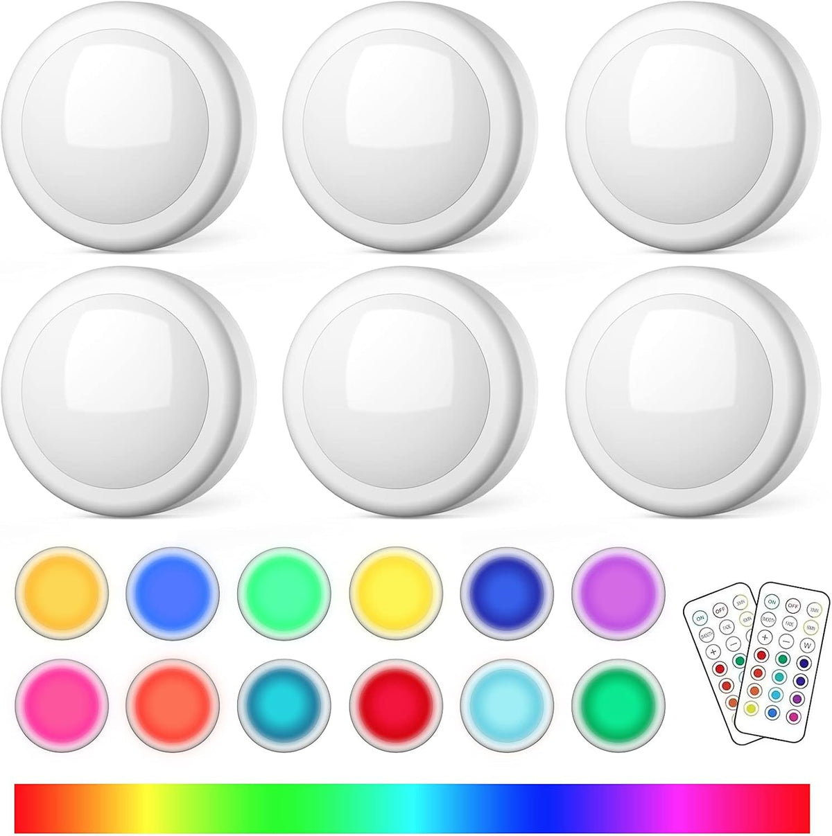 LED Puck Lights with Remote, AA Battery Powered Operated, 6 Pack