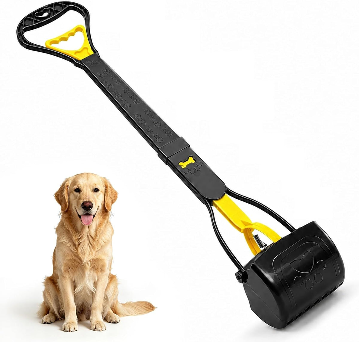 31Inch Large Pooper Scooper for Dogs with Long Handle, Sturdy & Durable, Not Easy to Break, Lightweight & Easy to Use, Easy to Pick up from Grass and Gravel Yellow