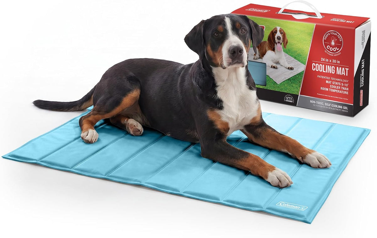 Coleman Self Cooling Pet Mat 24 X 30 Inches, Cooling Pad for Dogs & Cats, Pressure Activated Gel Mat, No Refrigeration Needed, Dog Cooling Bed for Crate, Kennel, Floor & Travel (Blue, 24X30)