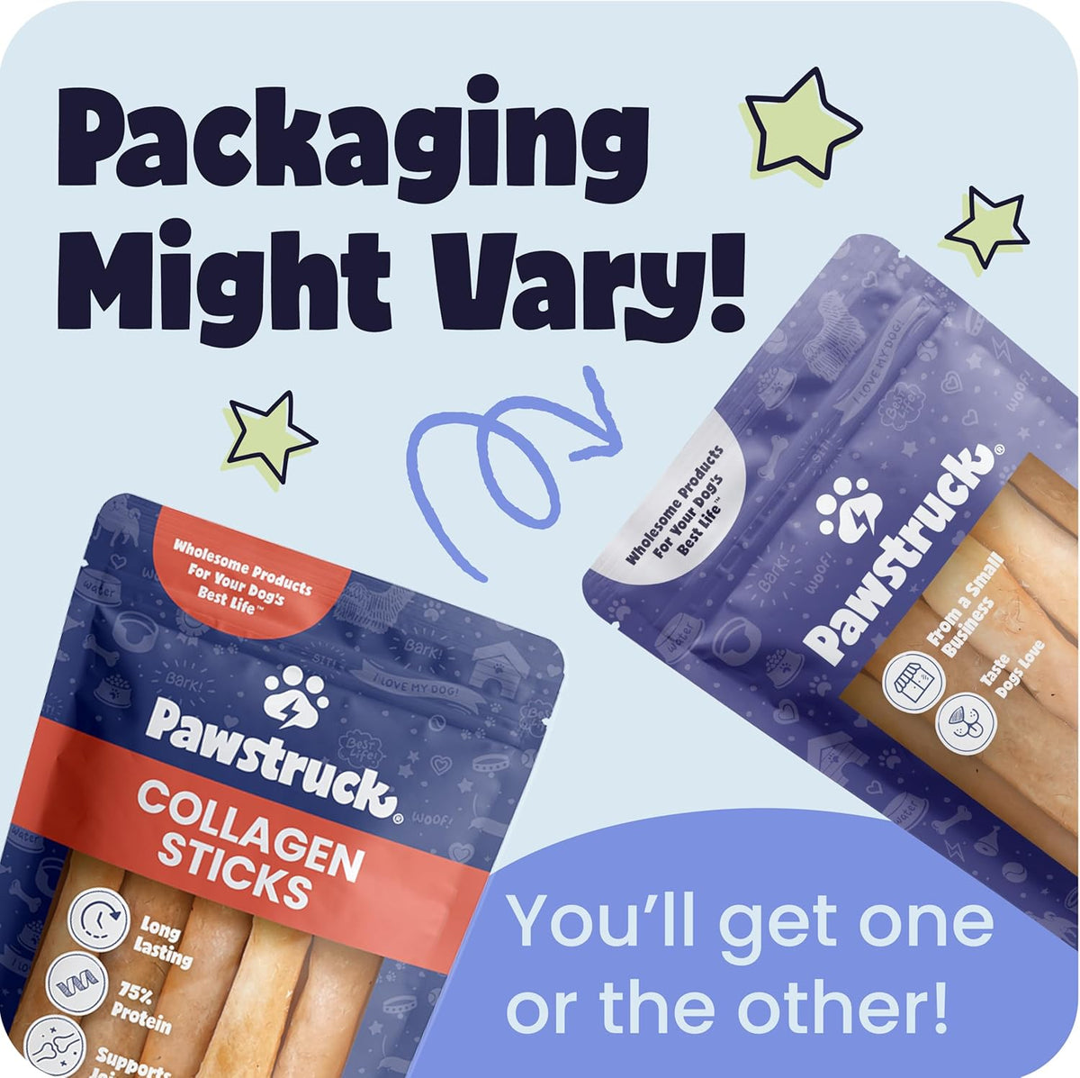 Pawstruck All Natural 5-6" Roasted Collagen Sticks for Dogs – Low Odor & Long-Lasting Bully Stick Alternative, Single Ingredient & Vet Approved – 10 Pack