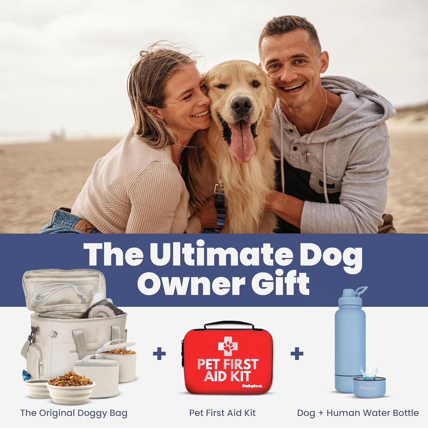 The Original Doggy Bag™ - Complete Dog Travel Bag for Supplies with 2 Bpa-Free Travel Dog Bowls & 2 Pet Food Containers - Traveling Kit for Road Trips, Camping, Weekend Away or Doggy Gift: Beige