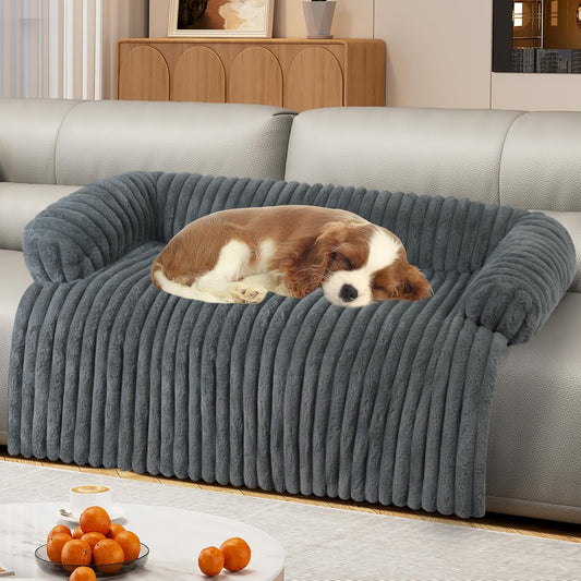 Luxurious Dog Couch Bed, Dog Couch Cover, Couch Protector for Dogs(Grey, L)