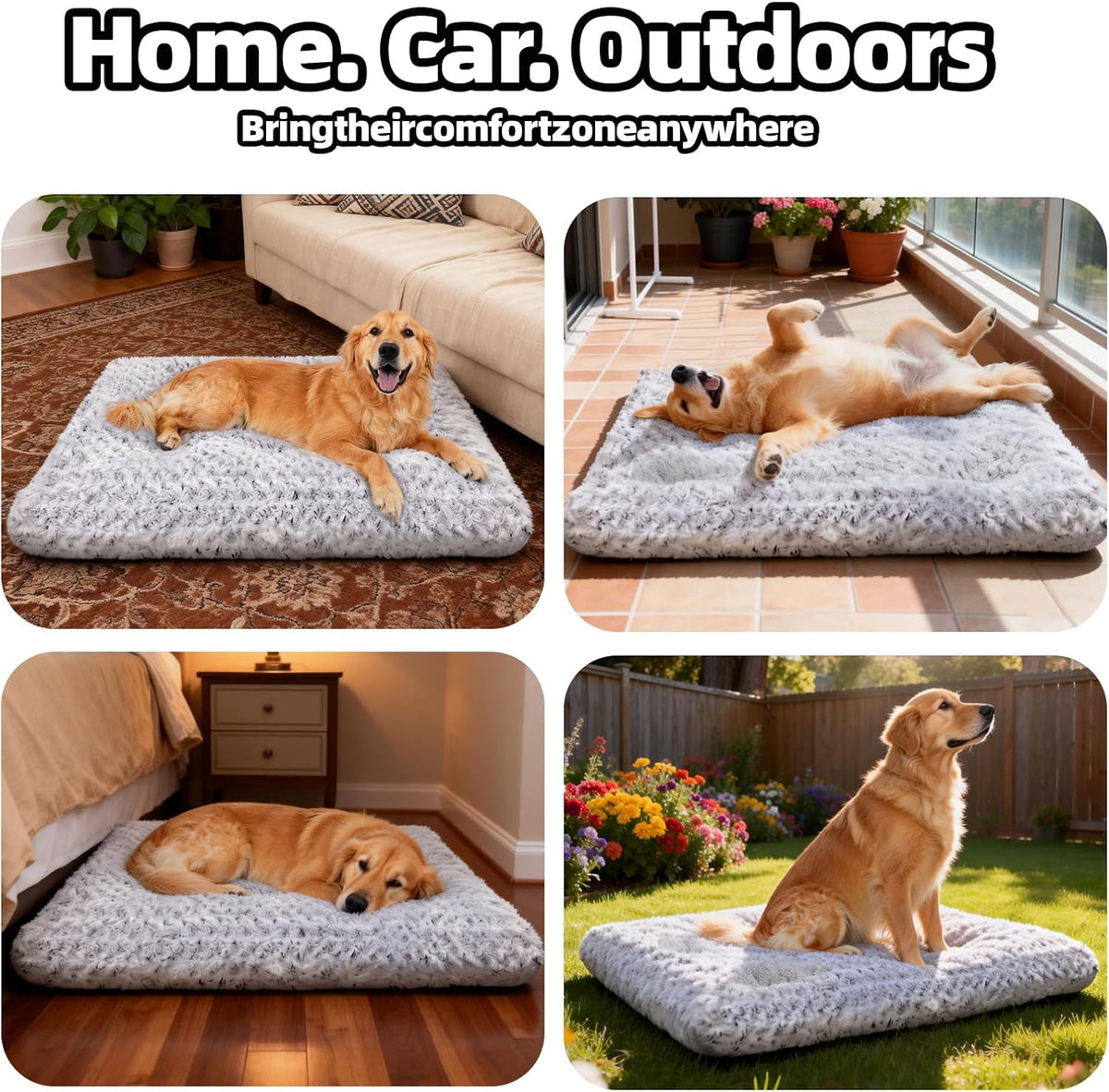 Dog Bed Large Size, Plush Washable Pet Bed Mat, Dog Crate Bed 35"X23", Gray