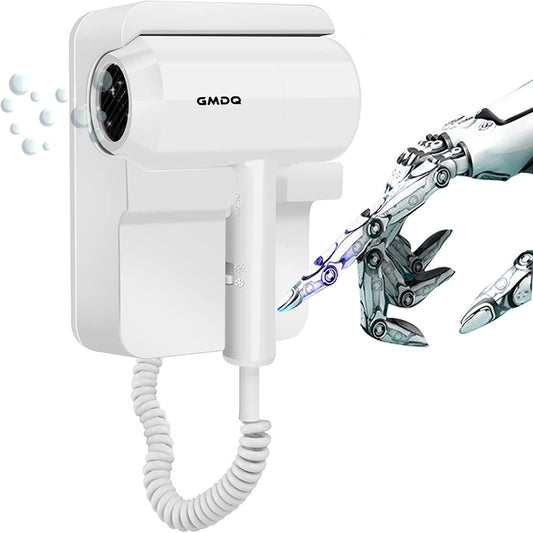 Hotel Wall Mounted Hair Dryer for Bathroom,Restroom Professional Blow Dryer,With Stand Rack,Specialised Motor for Salon,Fast Drying - Gifts【Massage Comb,Screws+ Adhesive】 110V