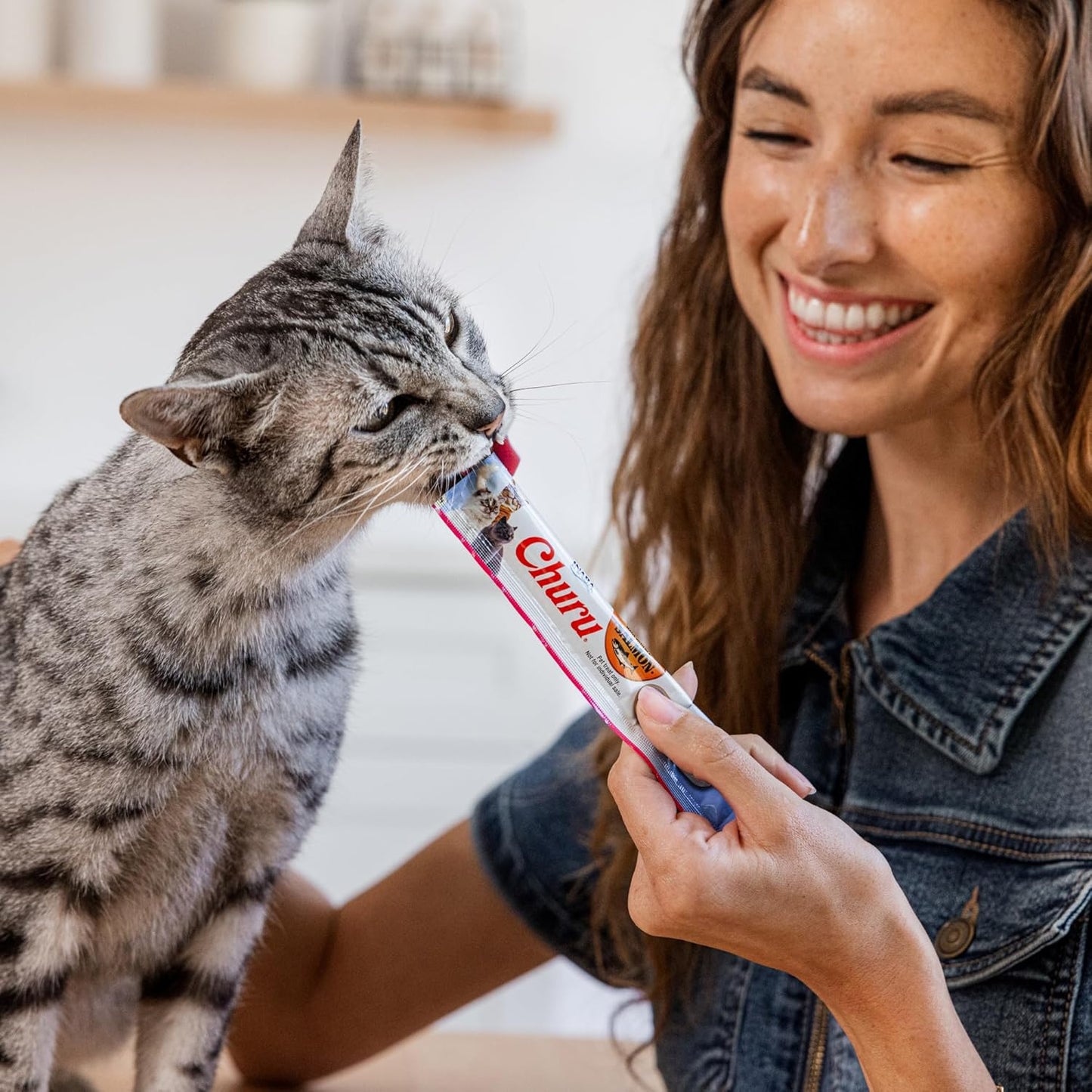 INABA Salmon Churu Cat Treats, Lickable, Squeezable Creamy Purée Cat Treat with Green Tea Extract & Taurine, 0.5 Ounces Each Tube, 20 Tubes, Scallop & Chicken Variety Box