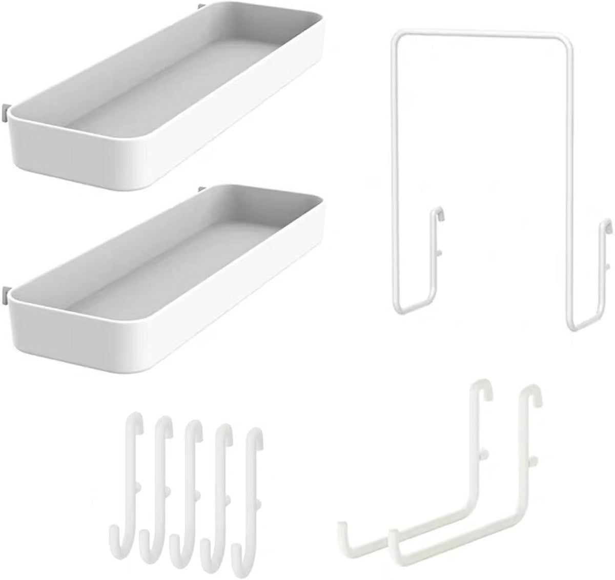 Keepo Pegboard Accessories, Peg Board Accessory Kit for Wall Organizer, Container, Racks, and Pegboard Hooks, Peg Board Shelving White Accessories Combo A