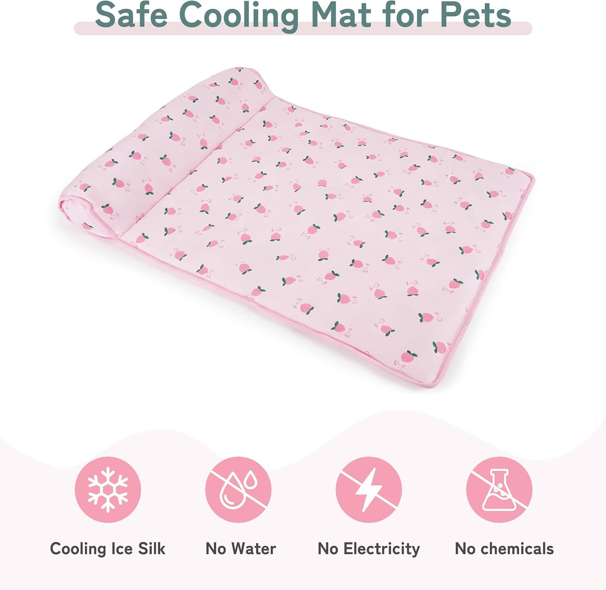 PUMYPOREITY Cooling Dog Bed, Pet Cooling Mat with Pillow, Ice Silk Cooling Dog Blanket, Self Cooling Pad for Cat,Dog, Washable Summer Pet Mat for Kennel, Crates, Sofa, Floor, Pink, L