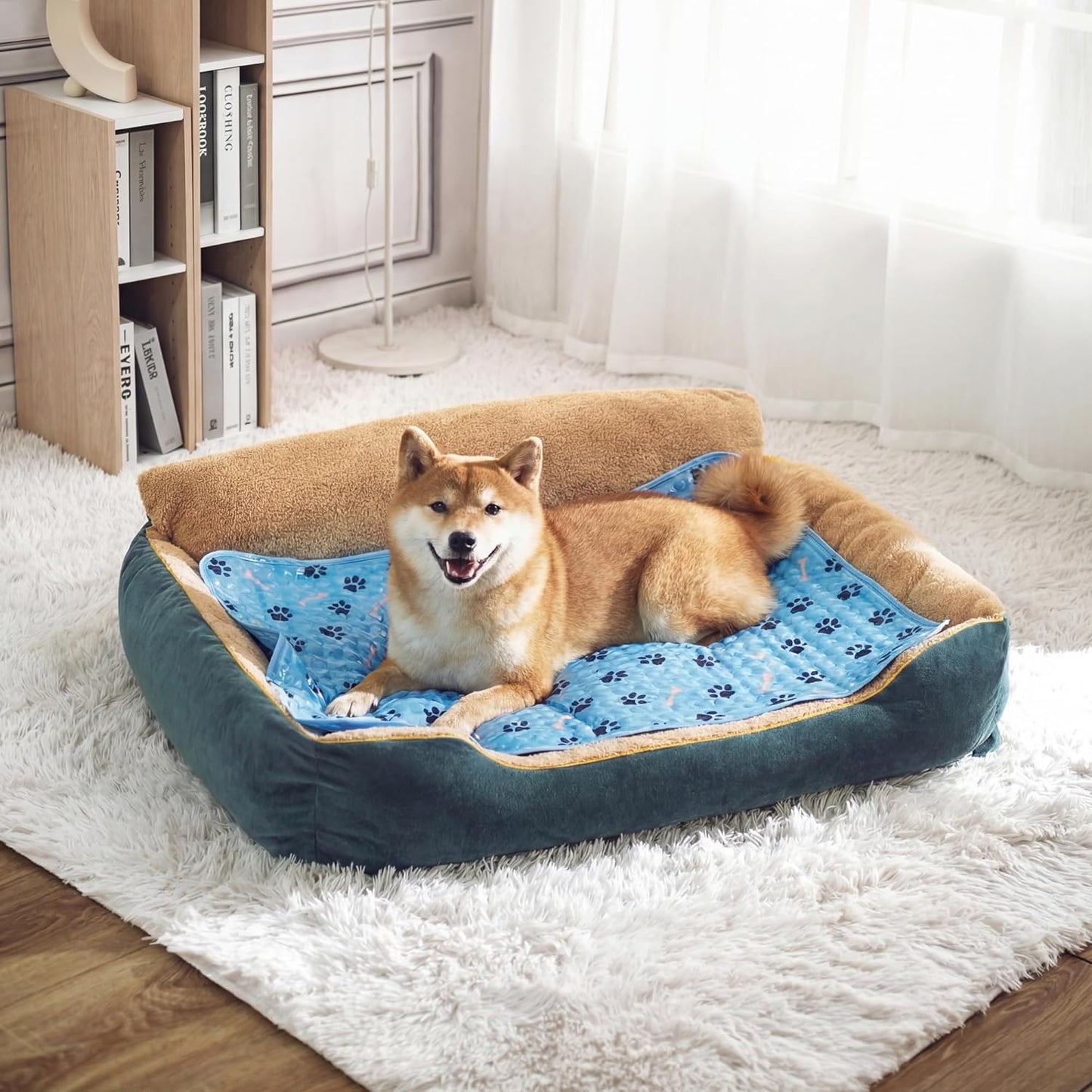 Pet Cooling Gel Pad with Patent Technology, 20In Dog Cooling Mat for Summer, Self-Cooling Mat for Medium/Small Dogs, Non-Slip Waterproof Durable Mat for Dog Beds, Car, Indoor & Outdoor Use