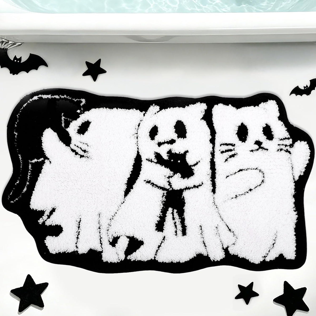 Percozzi Ghost Cat Halloween Bath Rug Bathroom Mat 31.5 X 17.7 Inch