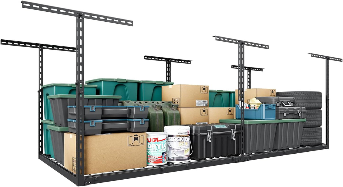 3X8 FT Overhead Garage Storage Rack,750Lbs Weight Capacity