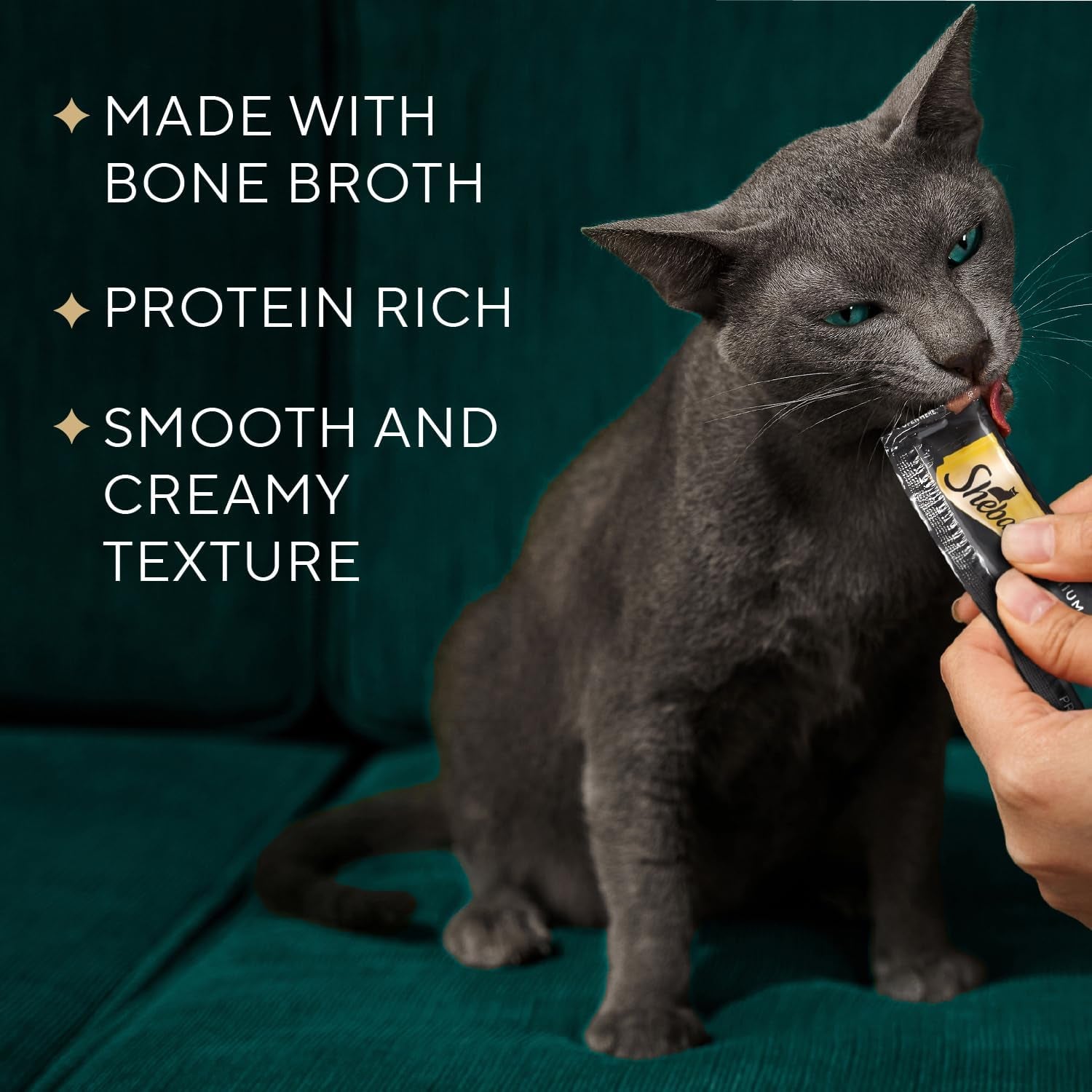 Sheba Premium Puree Cat Treats Lickable Roasted Chicken Flavor, Smoked Salmon Flavor, and Seared Tuna Flavor, 0.49 Oz. Tubes, 24 Count