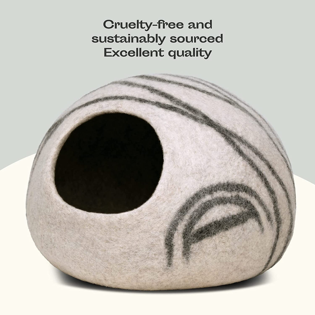 MEOWFIA Cat Cave - Merino Wool Bed for Indoor Cats (Light Gray, Medium)