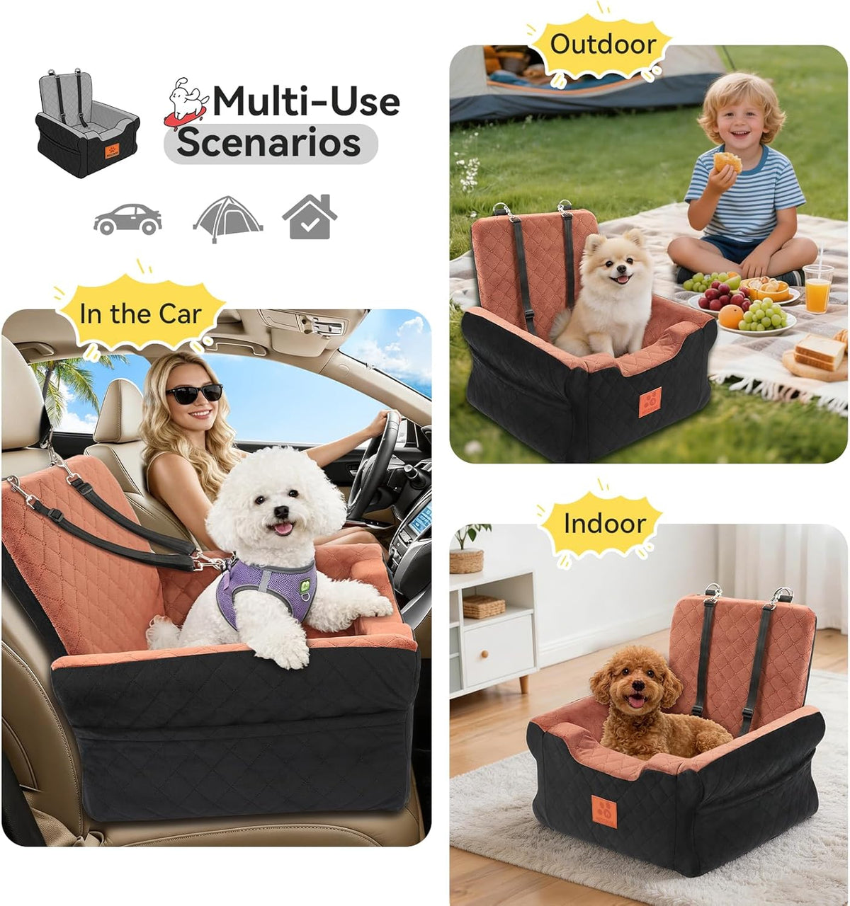 NEEZUKAR Dog Car Seat for Small Medium Dogs,Dog Booster Seat under 35 Lbs