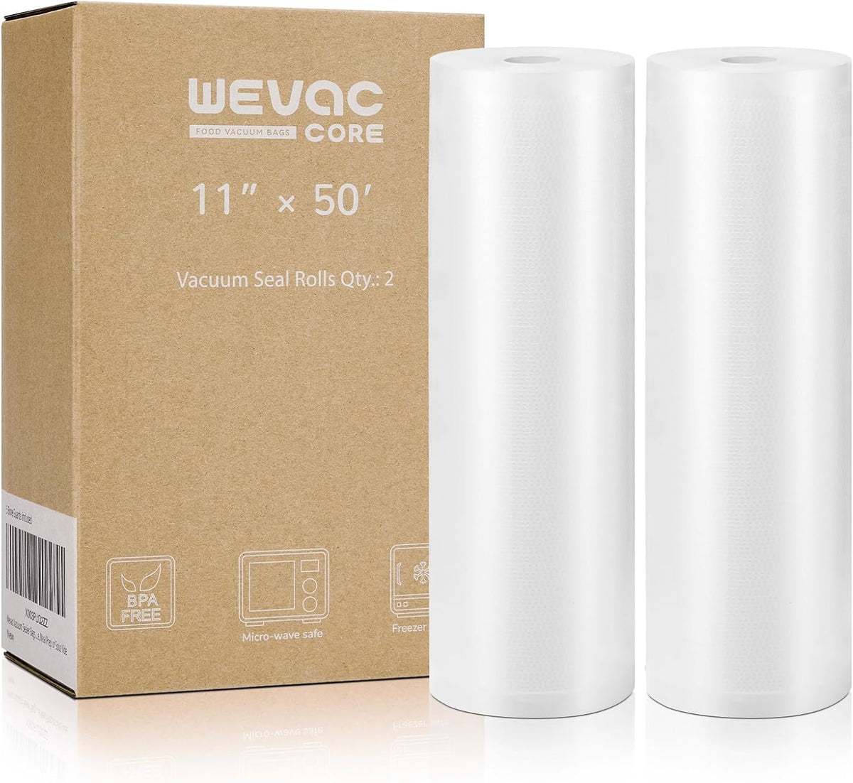 Wevac Vacuum Sealer Bags for Food 11X50 2 Rolls, Fit Food Saver Machines
