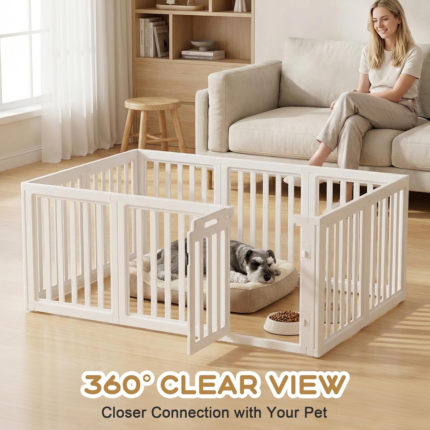 Dog Playpen, Clear Dog Pen, Dog Pen Indoor, Easy to Install and Remove Dog Play Pen, Puppy Playpen Suitable for Dogs, Cats,Dog Playpen Indoor (White, 23.6 Inch Height, 10 Panels)