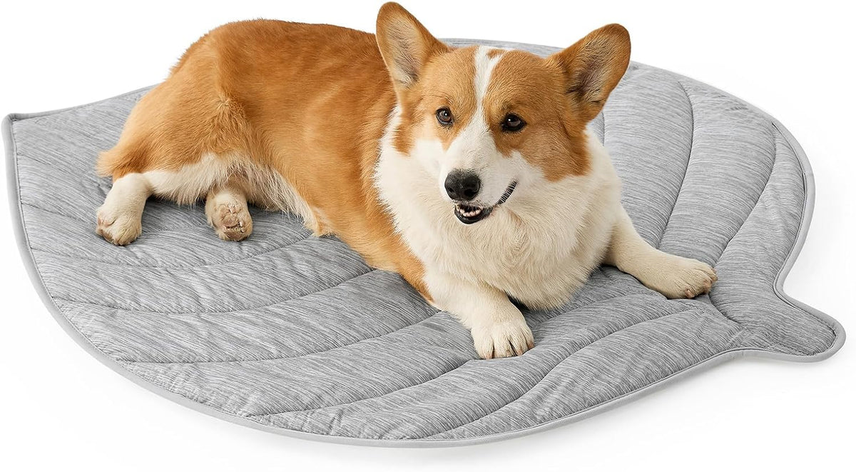 COZY KISS Dog Cooling Bed for Dogs or Cats, Leaf Shaped Pet Mat, 39X34 Inch