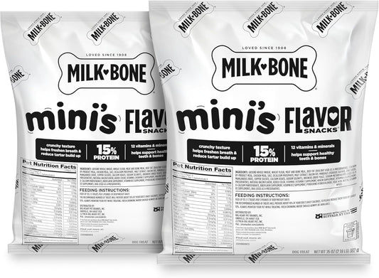 Milk-Bone Flavor Snacks Mini'S Dog Biscuits, Flavored Crunchy Dog Treats, 2 Refill Packs, 35 Oz. Each (70 Oz. Total)