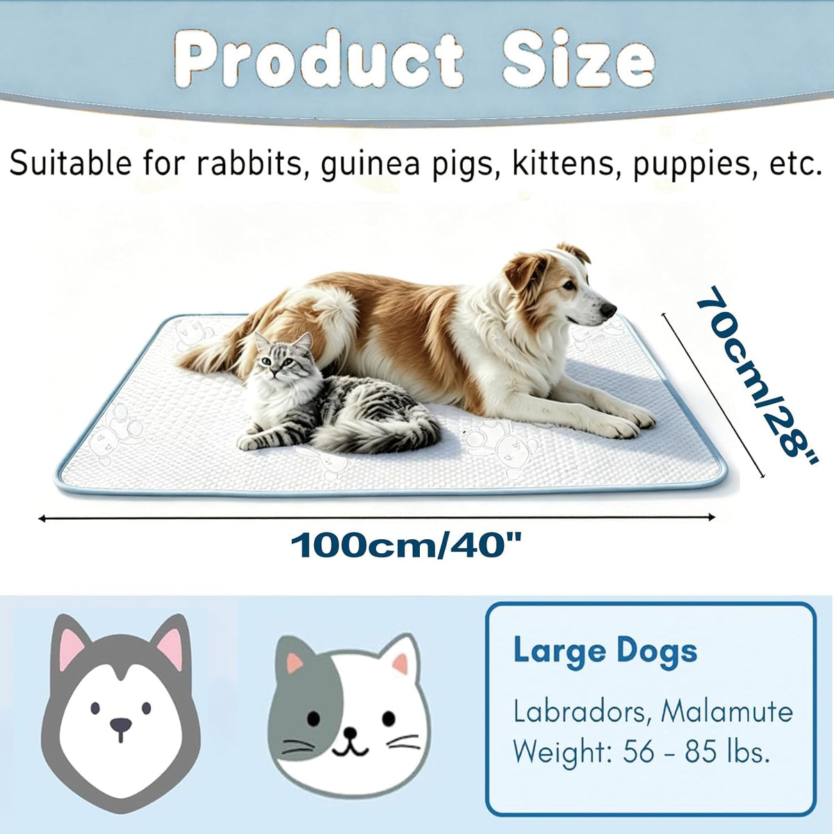 YOFANG Dog Cooling Mat 40"X28",2-In-1 Self Cool & Warm Dog Blanket