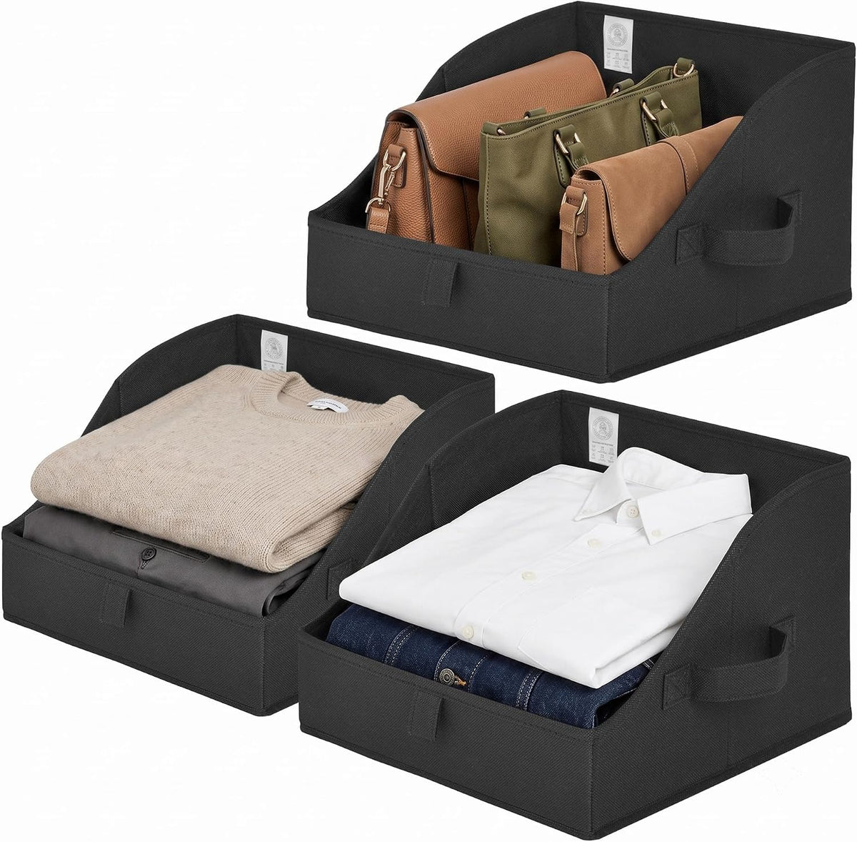 GRANNY SAYS Trapezoid Closet Storage Bins, Small, Black, 3-Pack
