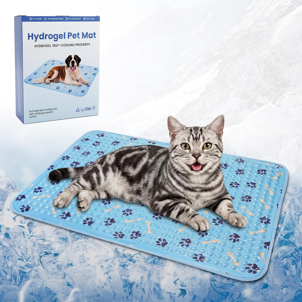 Cooling Mat for Dogs 20 Inch, Patent Self-Cooling Gel Pad for Small Dogs,
