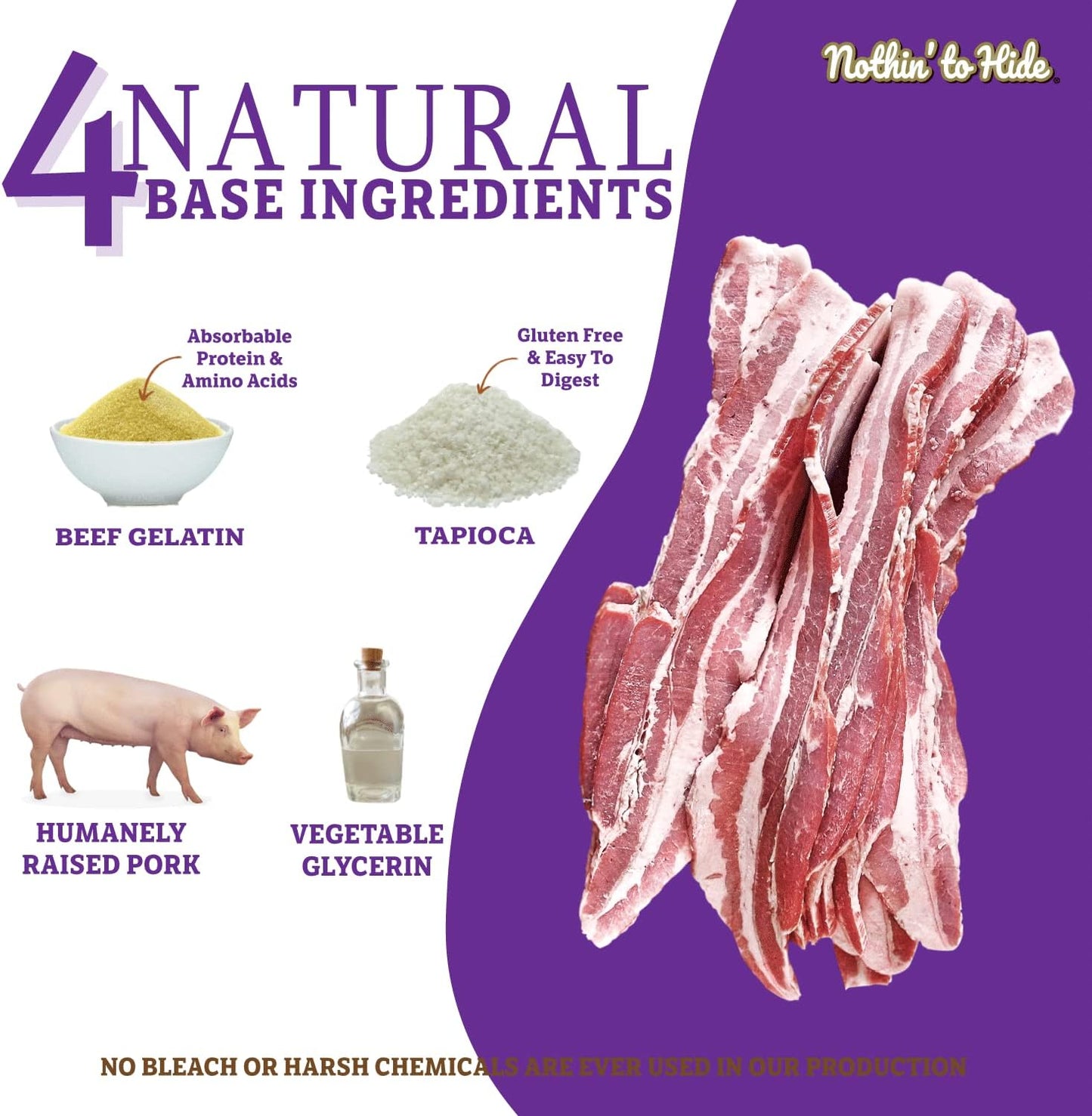 Fieldcrest Farms Nothing to Hide Natural Rawhide Alternative Twist Stix for Dogs - 3 Pack (30 Sticks) Premium Grade Easily Digestible Chews - Great for Dental Health (Bacon, Small Stix)