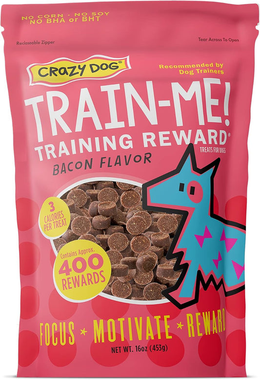 Crazy Dog Train-Me! Training Dog Treats Bacon Flavor 16 Oz. Bag, 400 Treats
