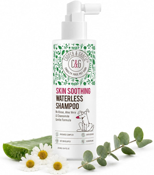 Cooper and Gracie Skin Soothing Waterless Dog Shampoo, Aloe and Chamomile