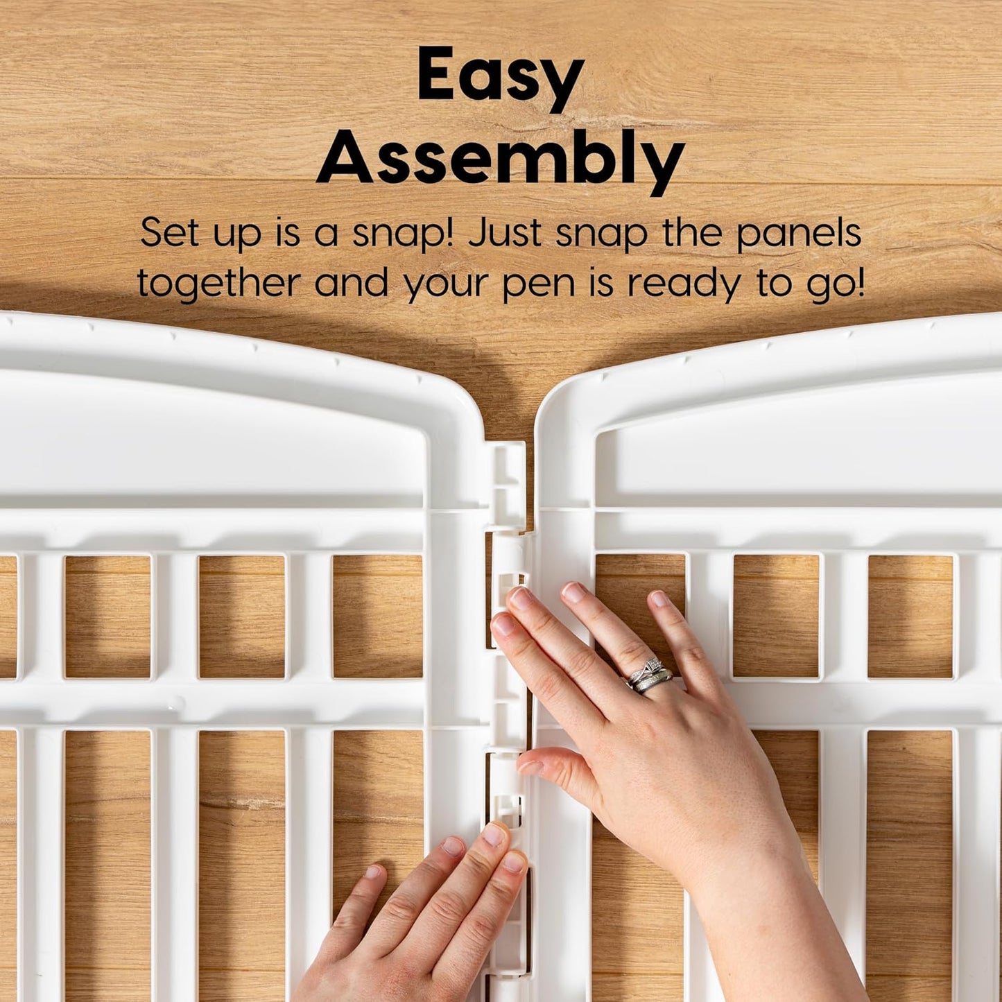 IRIS USA Dog Playpen with Door, 24” 4 Panel Pet Exercise Pen – Indoor Outdoor Puppy Play Pen, Portable Plastic Pet Fence for Small Medium Dogs, Foldable 35” X 35” X 24”, White