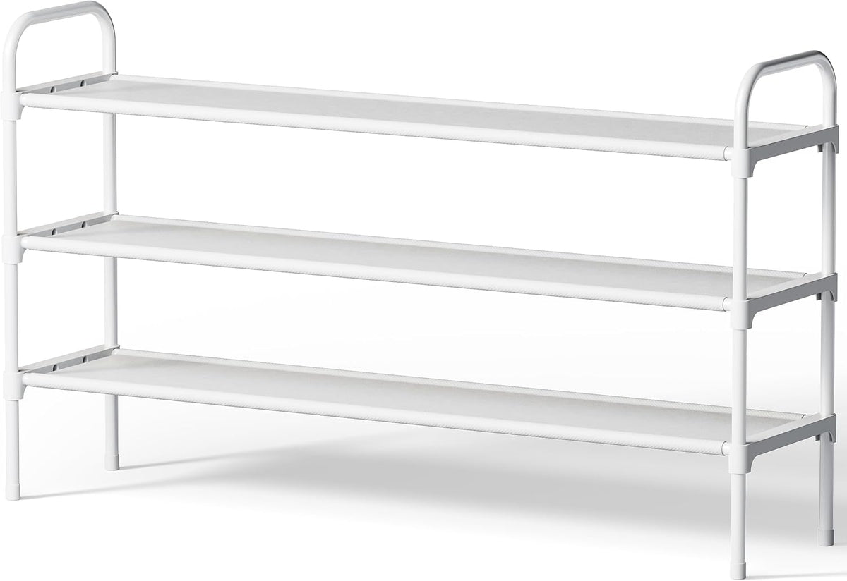 Kitsure Extra-Long Shoe Rack for Closet, 39.0" Wide - 3 Tier, White