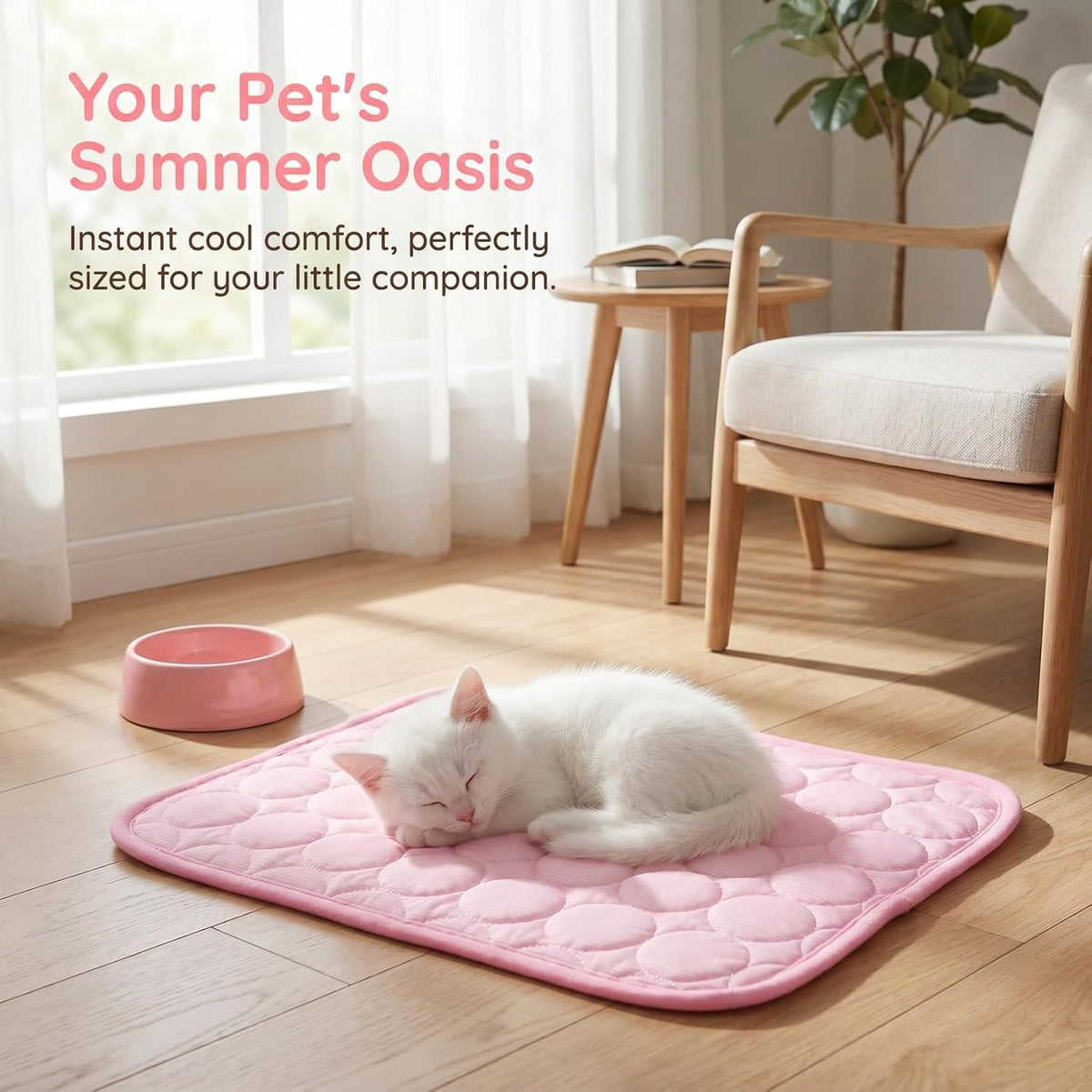 Small Dog Cooling Mat Ice Silk 16X12In Pet Summer Pad for Cats Pink