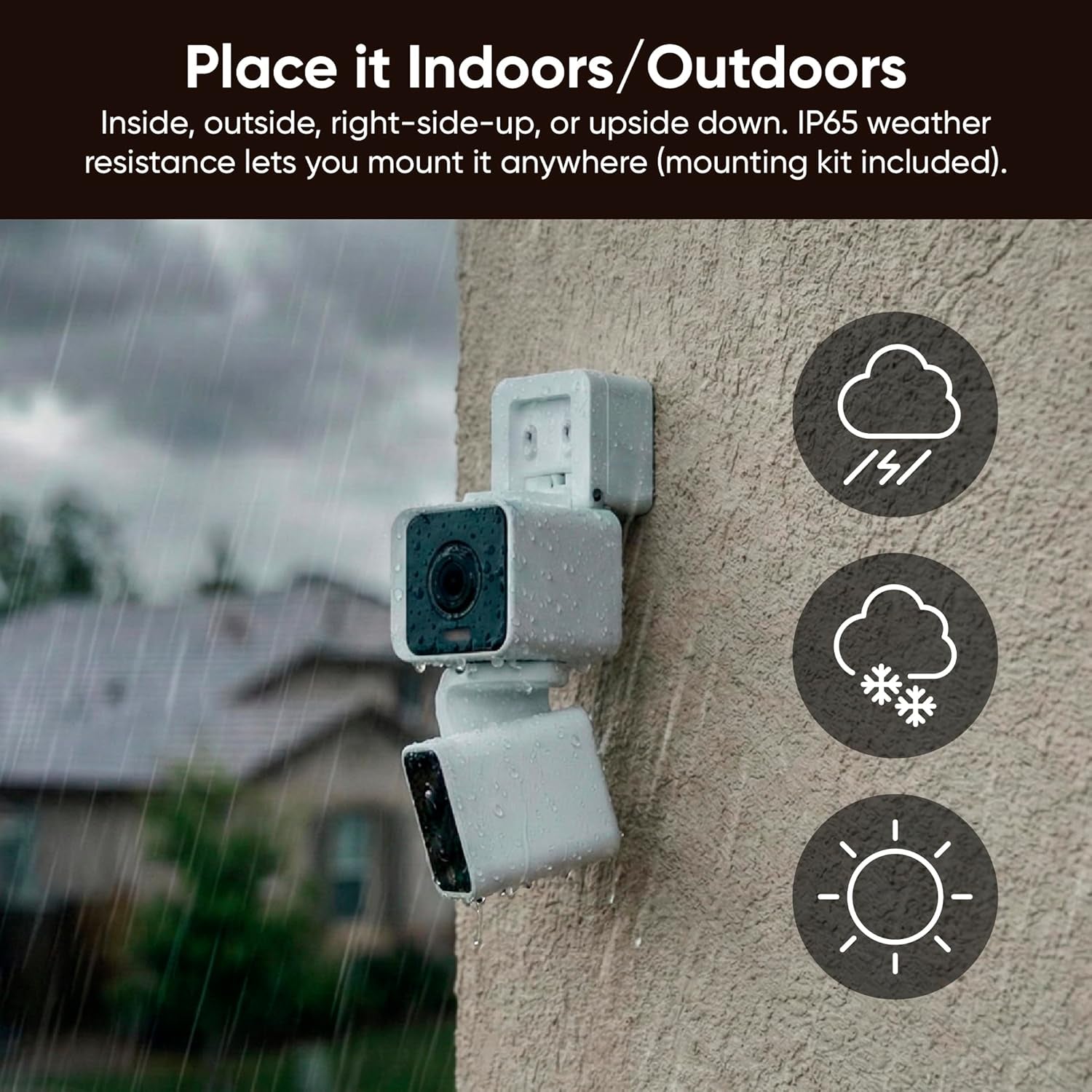 WYZE Duo Cam Pan Indoor/Outdoor IP65 2K 360° Pan/Tilt Smart Home Security Camera with Color Night Vision, Compatible with Alexa & Google Assistant, White