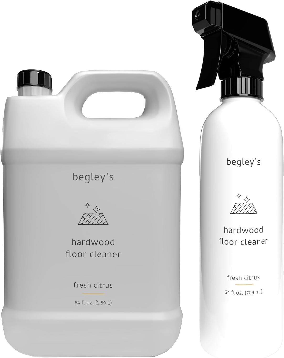 Begley'S Natural Hardwood Floor Cleaner - Wooden Cleaner 24Oz & 64Oz Refill Set - Wood Floor Cleaner - Hardwood Cleaner - Pet Safe Floor Cleaner for Mopping - Pet Friendly Floor Cleaner, Citrus