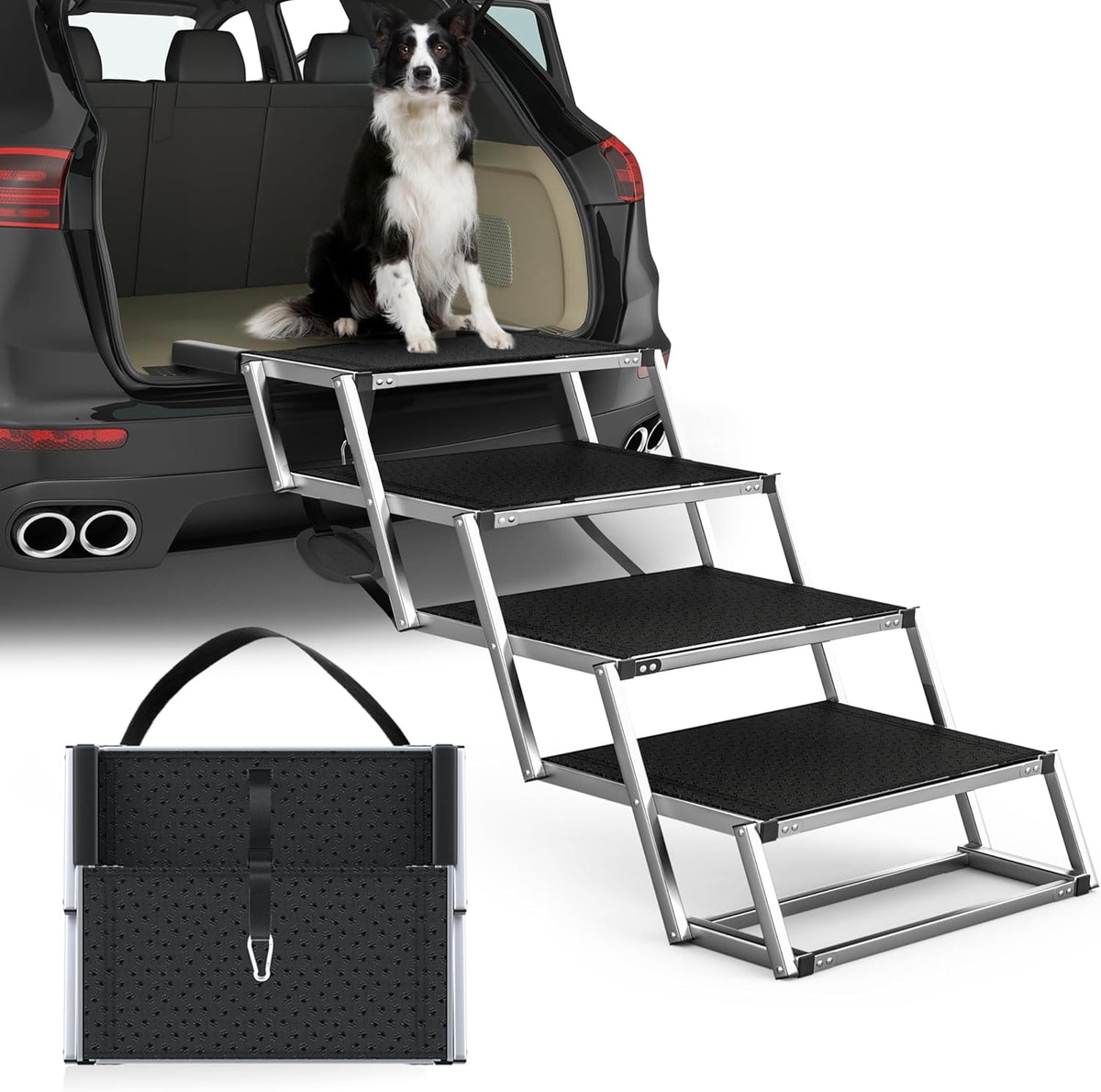 Extra Wide 20" Dog Stairs for Large Dogs, Dog Ramp for Car 4 Steps