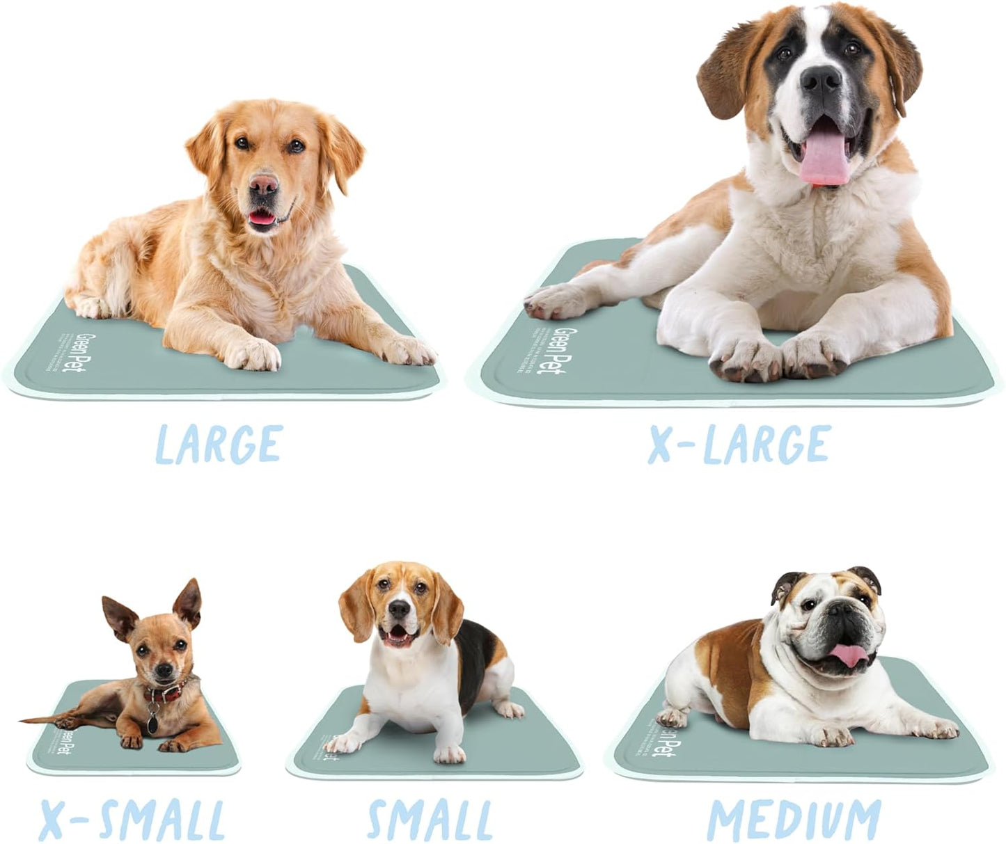 The Green Pet Shop Cool Pet Pad - Large, Sage Grey - Self-Cooling, Pressure Activated Mat for Dogs & Cats from 46-80 Lbs - Non-Toxic Gel, No Water Needed