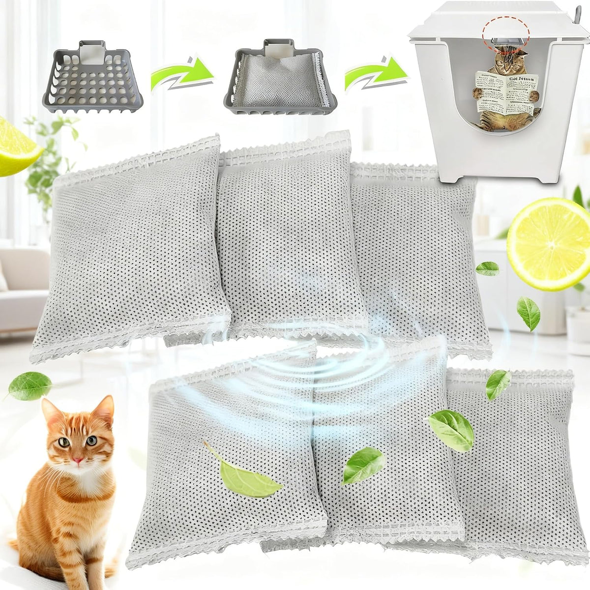 Purifylogix 6PCS Activated Charcoal Bags for Modkat Flip Cat Litter Box Kit