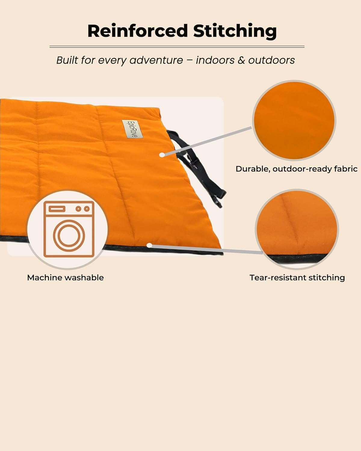 Rovepad Trail Dog Bed Mat 43"X27" – Waterproof Non Slip Outdoor Travel Mat for Camping & Car – Silent Peachskin Roll-Up Pad for Medium & Large Dogs, Machine Washable