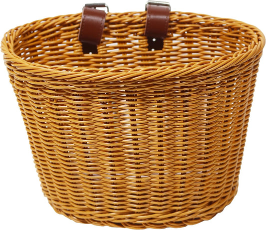 Handwoven Plastic Bike Basket - Waterproof Front Bicycle Basket for Adults & Kids, Fits Most Bikes (Beach Cruiser, Mountain Bike, Scooter)