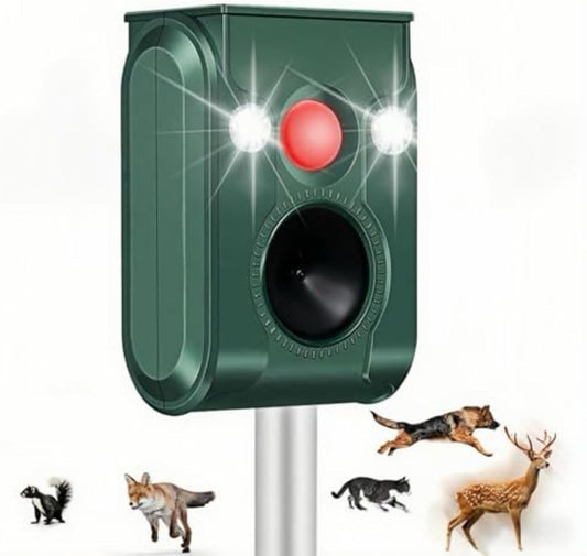 Cat Repellent Outdoor, Solar Ultrasonic Animal Repellent with Motion Detection, Waterproof Deer Repellent Device for Yard Garden Lawn, Effective against Cat Dog Skunk Raccoon Squirrel