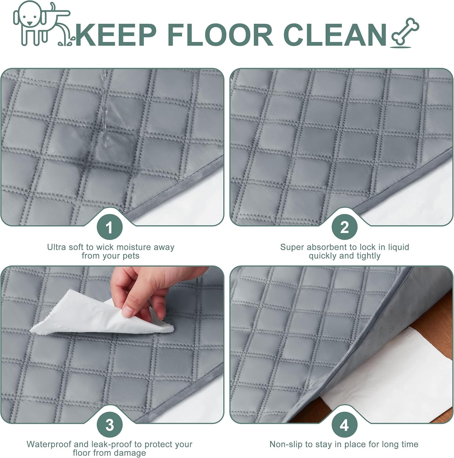 Eterish Reusable Washable Pee Pads for Dogs Large/Extra Large 36'' X 41'' 2 Pack, Absorbent Pet Puppy Dog Training Pads Non-Slip, Waterproof Whelping Potty Pads for Dogs Leak-Proof