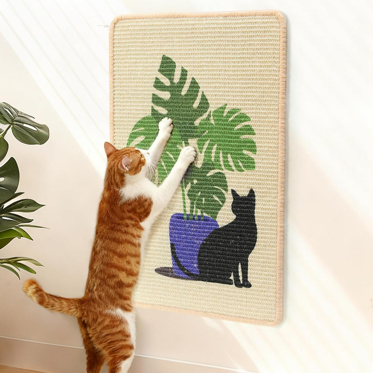FUKUMARU Sisal Cat Scratching Mat, 23.6 X 15.7 Inch Cat Scratch Pad Wall