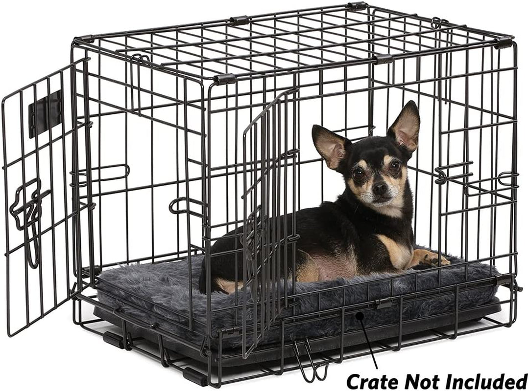 Midwest Homes for Pets Quiettime XXS Dog Bed - Gray Faux Fur Bolster, Ultra-Soft and Machine Washable, Fits 18-Inch Crates and Carriers, for Small Dogs and Cats