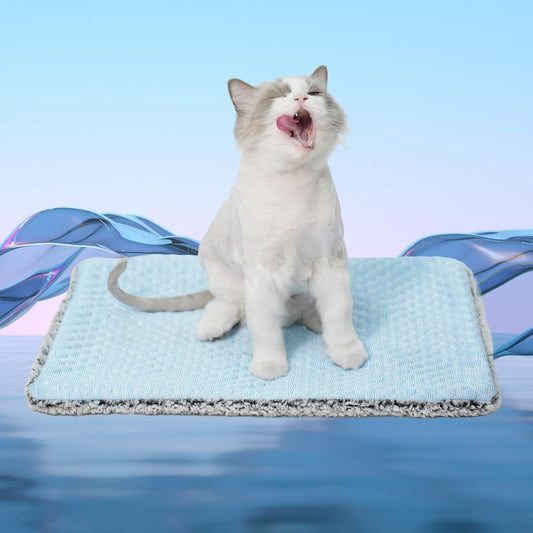 Two Uses'Cat Mat,Cooling&Self Warming Cat Mat.18 * 24In-Cooling Cat Pad.Hot/Cold Mat for Pets.Cats Self Heating Pad.Dogs and Cats with Ice Gel Bag,Temperature Lock Design,Machine Washable