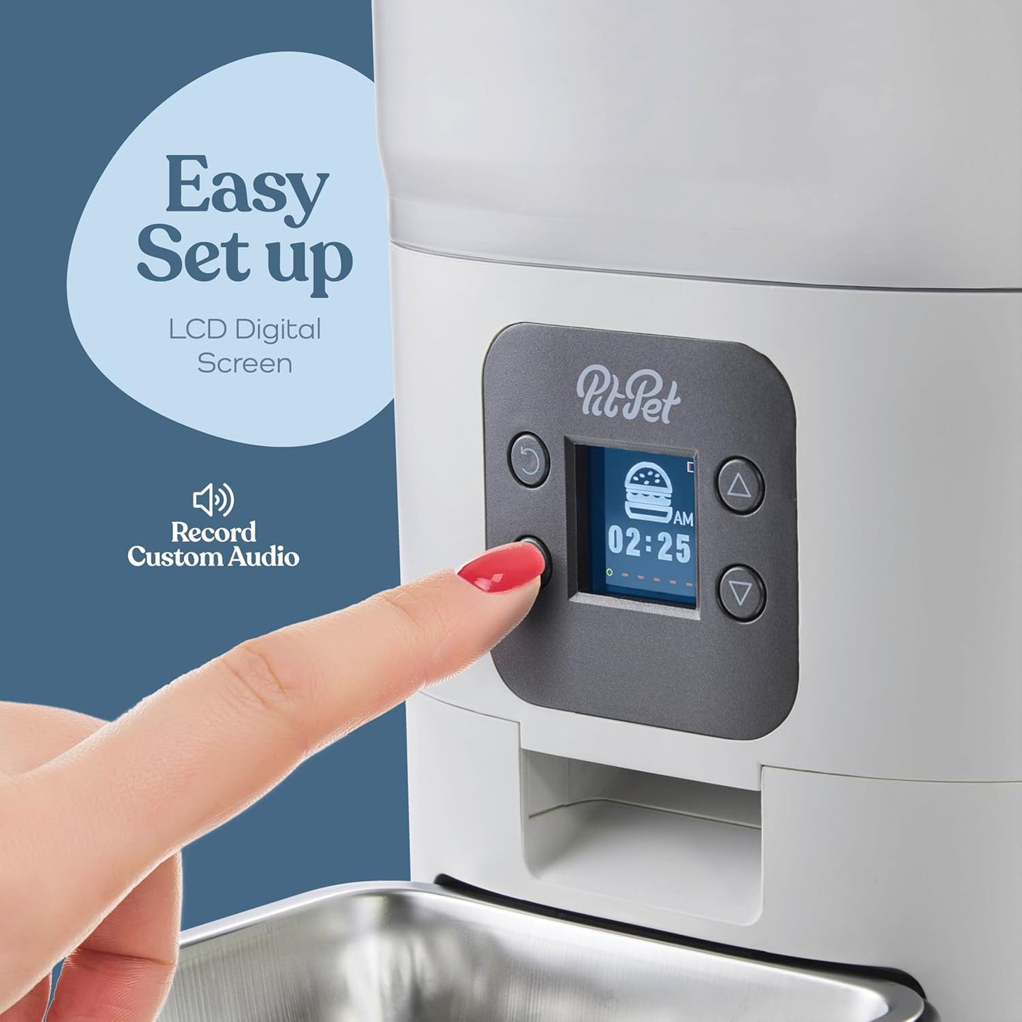 Smart Automatic Cat Feeder - 6-L Reliable Automatic Cat Food Dispenser with Display LCD Screen for Easy Set up - (White)