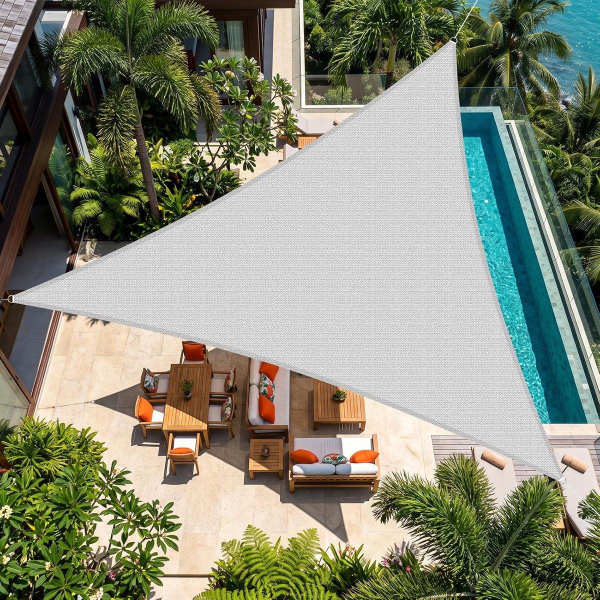 Amagenix 10'X10'X10' Sun Shade Sail Triangle Curved Edge Light Grey